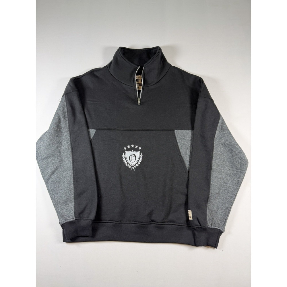 Fleece Factory Art & Motion Black and Grey Half Zip Pullover Sweatshirt Sz M NWT